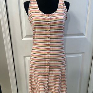 Striped Sleeveless Button-Down Dress